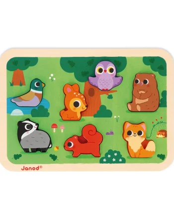 Janod lesena vstavljanka Živali v gozdu
